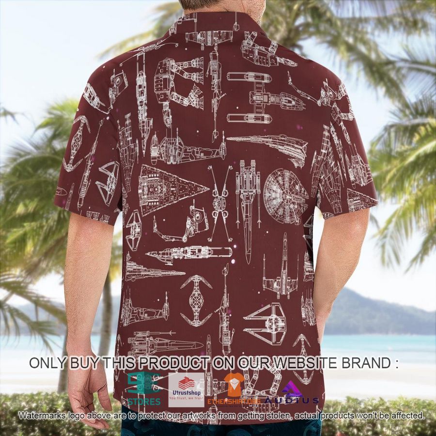 star wars ship pattern brown hawaii shirt shorts 3 71266