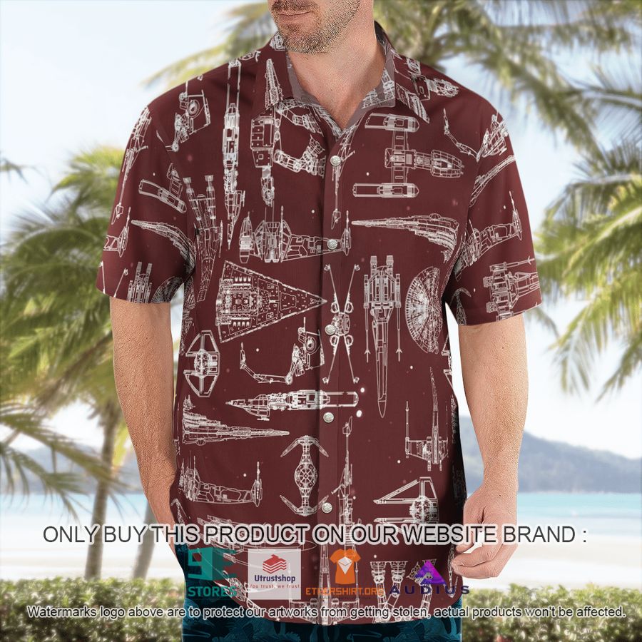 star wars ship pattern brown hawaii shirt shorts 4 86422