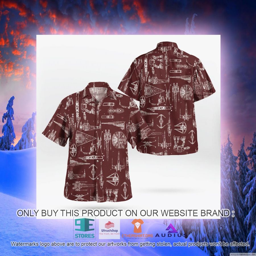 star wars ship pattern brown hawaii shirt shorts 8 7313