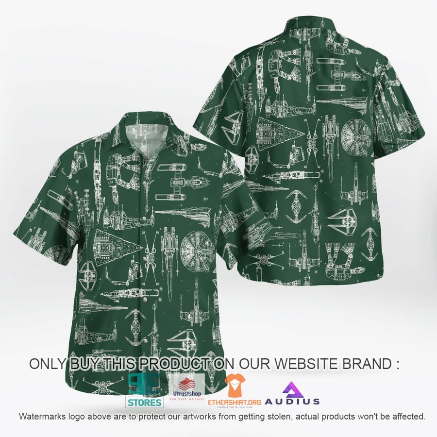 star wars ship pattern green hawaii shirt shorts 1 29742