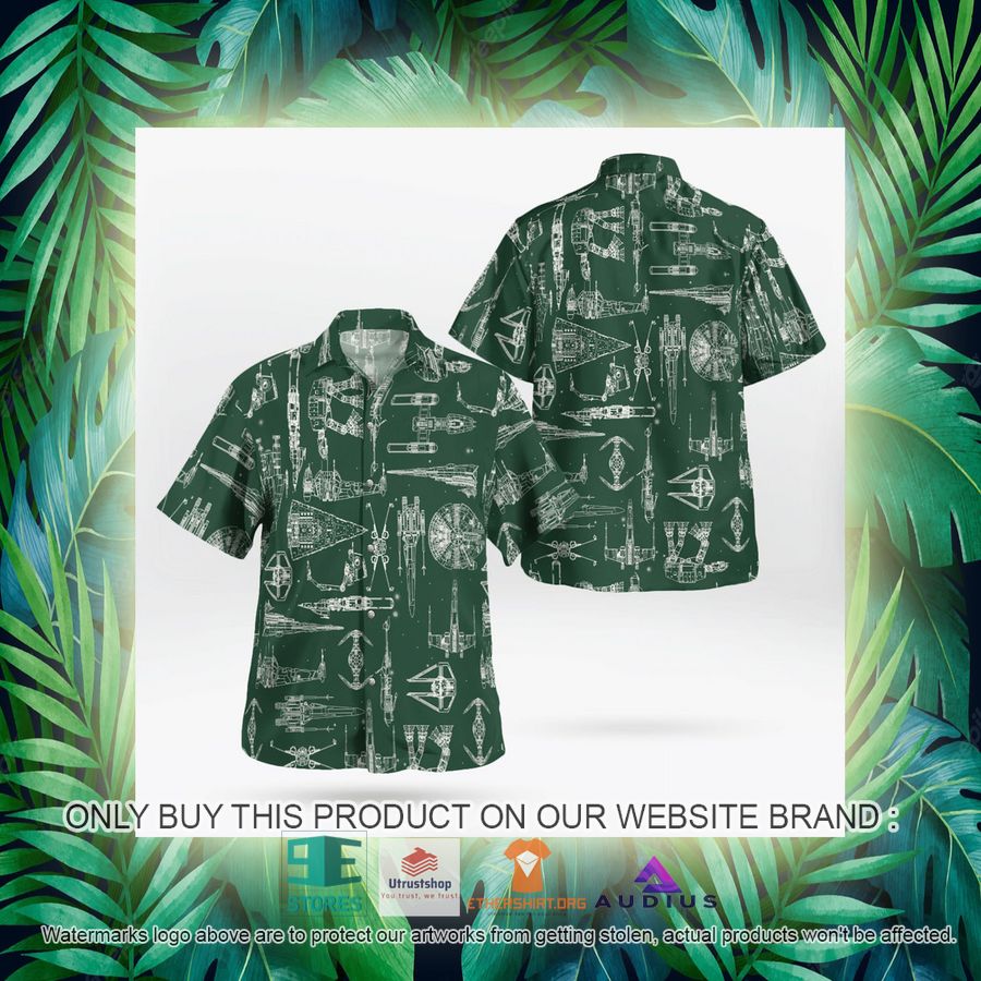 star wars ship pattern green hawaii shirt shorts 11 73983