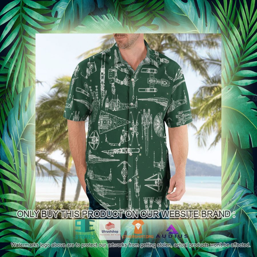star wars ship pattern green hawaii shirt shorts 13 20887