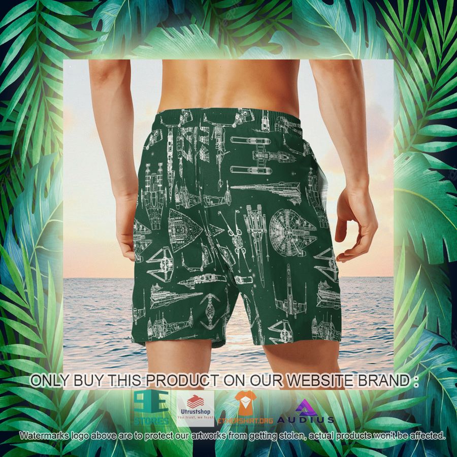 star wars ship pattern green hawaii shirt shorts 14 44404