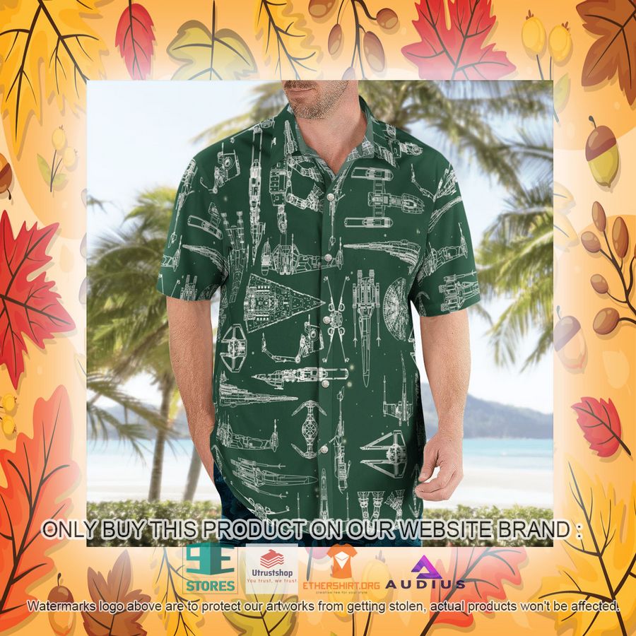 star wars ship pattern green hawaii shirt shorts 18 36802