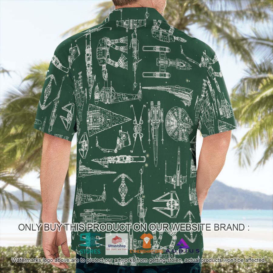 star wars ship pattern green hawaii shirt shorts 2 30773