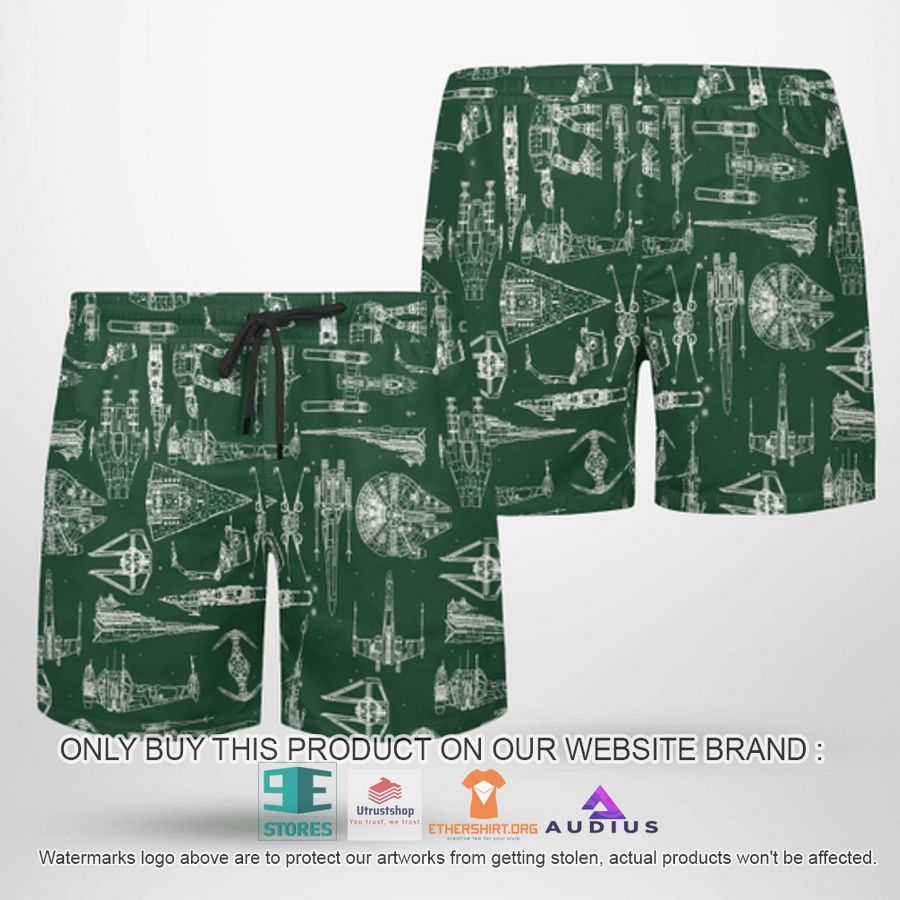 star wars ship pattern green hawaii shirt shorts 5 8457
