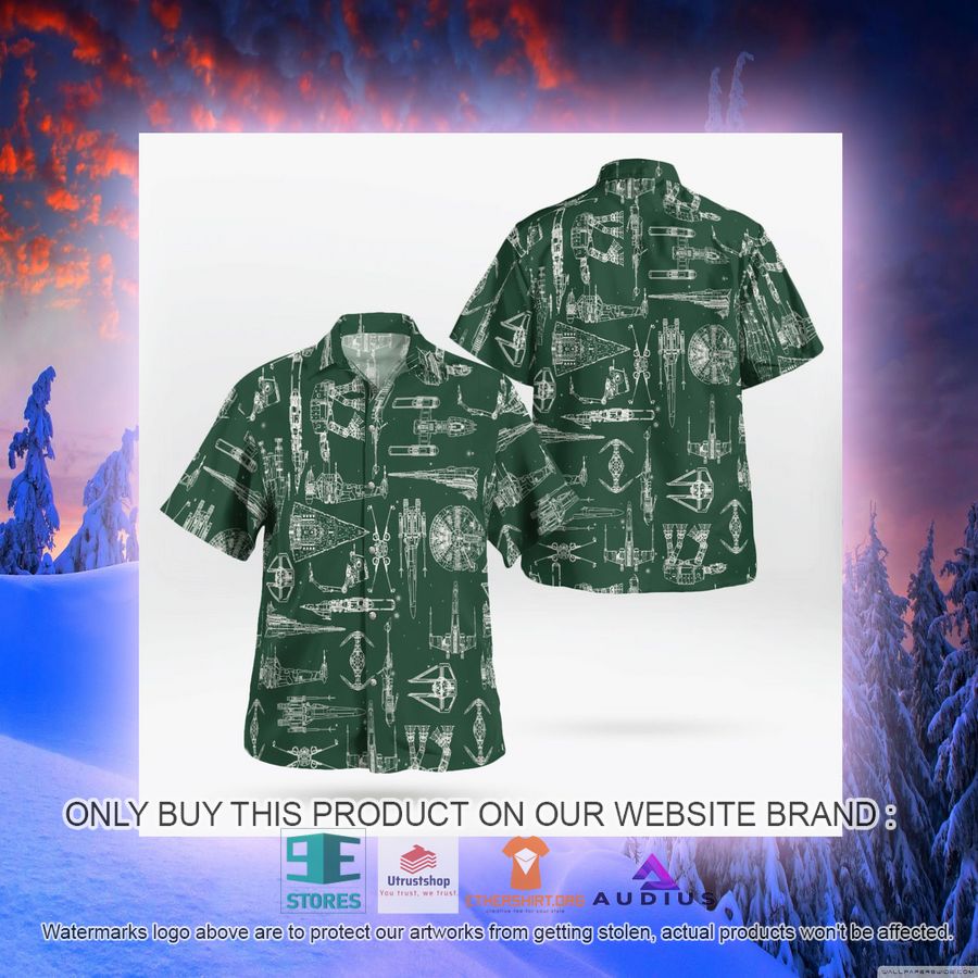 star wars ship pattern green hawaii shirt shorts 6 81116