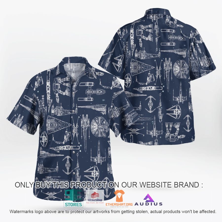 star wars ship pattern navy hawaii shirt shorts 2 43148
