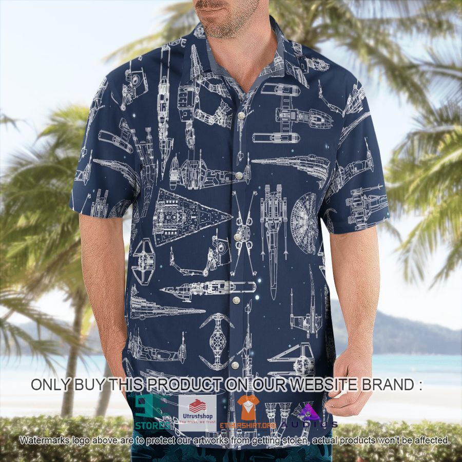 star wars ship pattern navy hawaii shirt shorts 4 33060