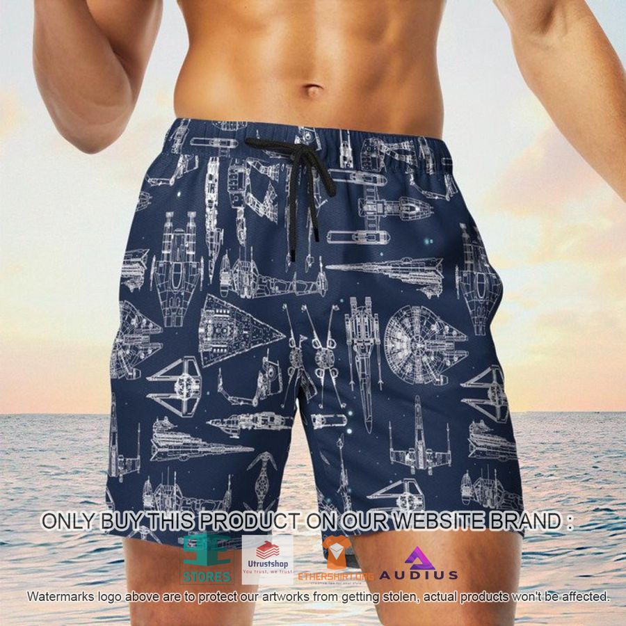 star wars ship pattern navy hawaii shirt shorts 5 36289