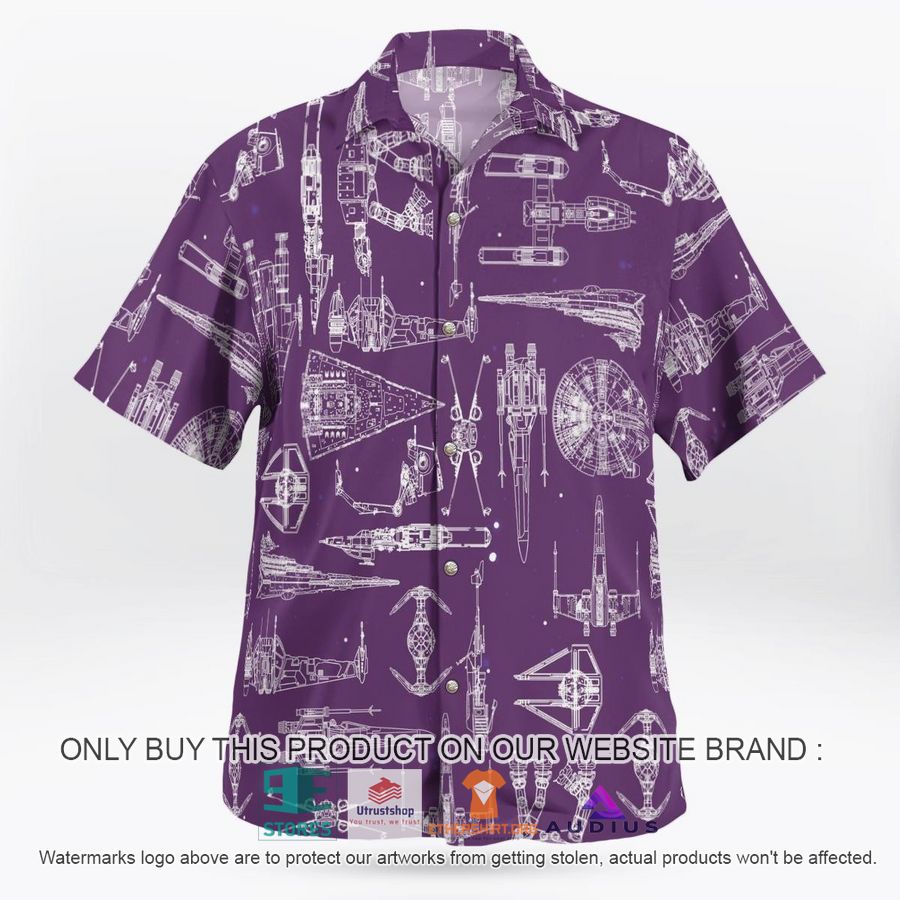 star wars ship pattern violet hawaii shirt shorts 1 32705