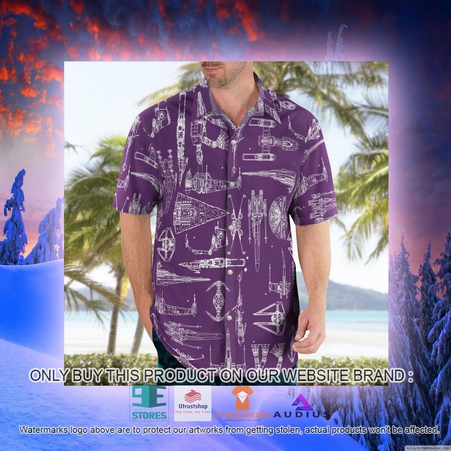star wars ship pattern violet hawaii shirt shorts 10 68494