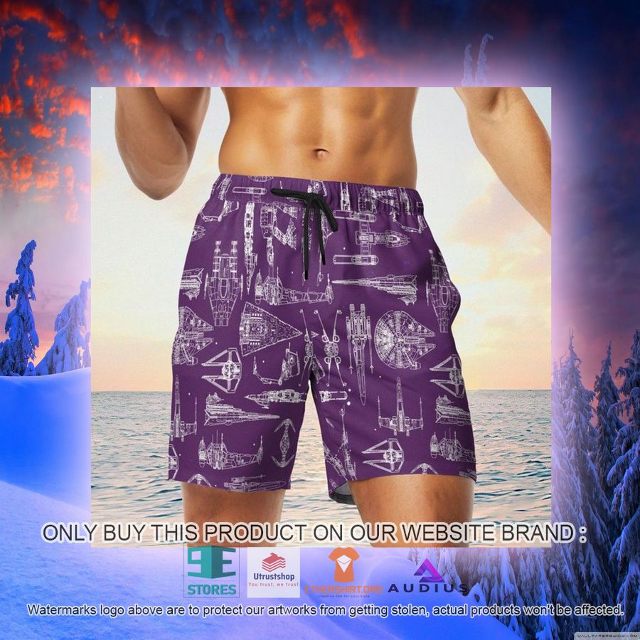 star wars ship pattern violet hawaii shirt shorts 11 57678