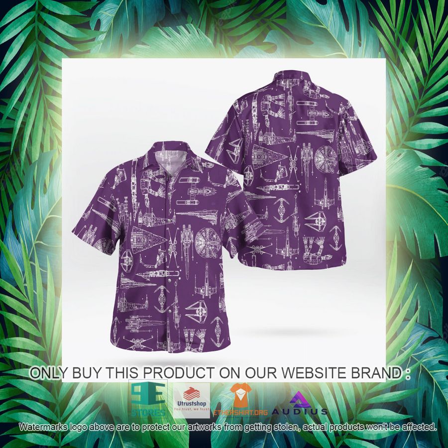 star wars ship pattern violet hawaii shirt shorts 14 28941
