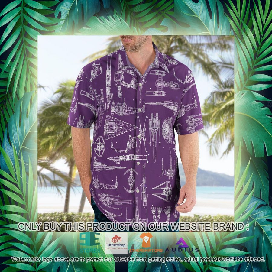 star wars ship pattern violet hawaii shirt shorts 16 54088