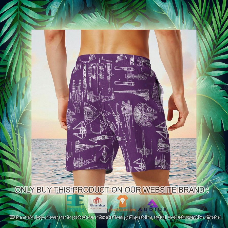 star wars ship pattern violet hawaii shirt shorts 18 56539
