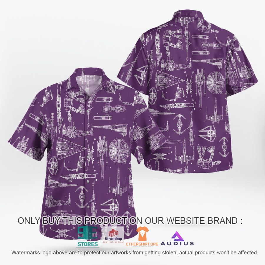 star wars ship pattern violet hawaii shirt shorts 2 29581