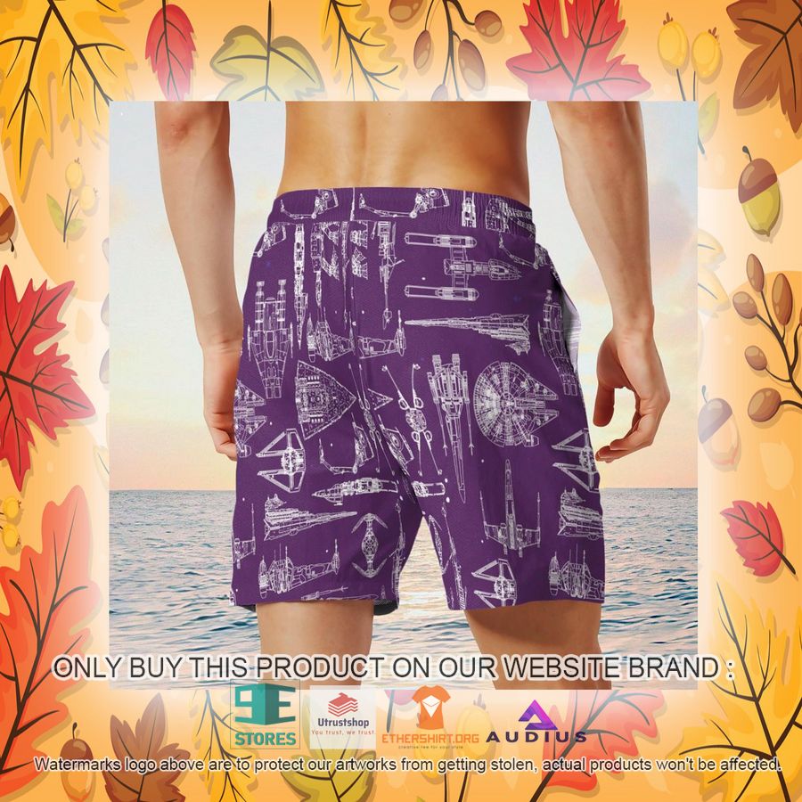 star wars ship pattern violet hawaii shirt shorts 24 4114