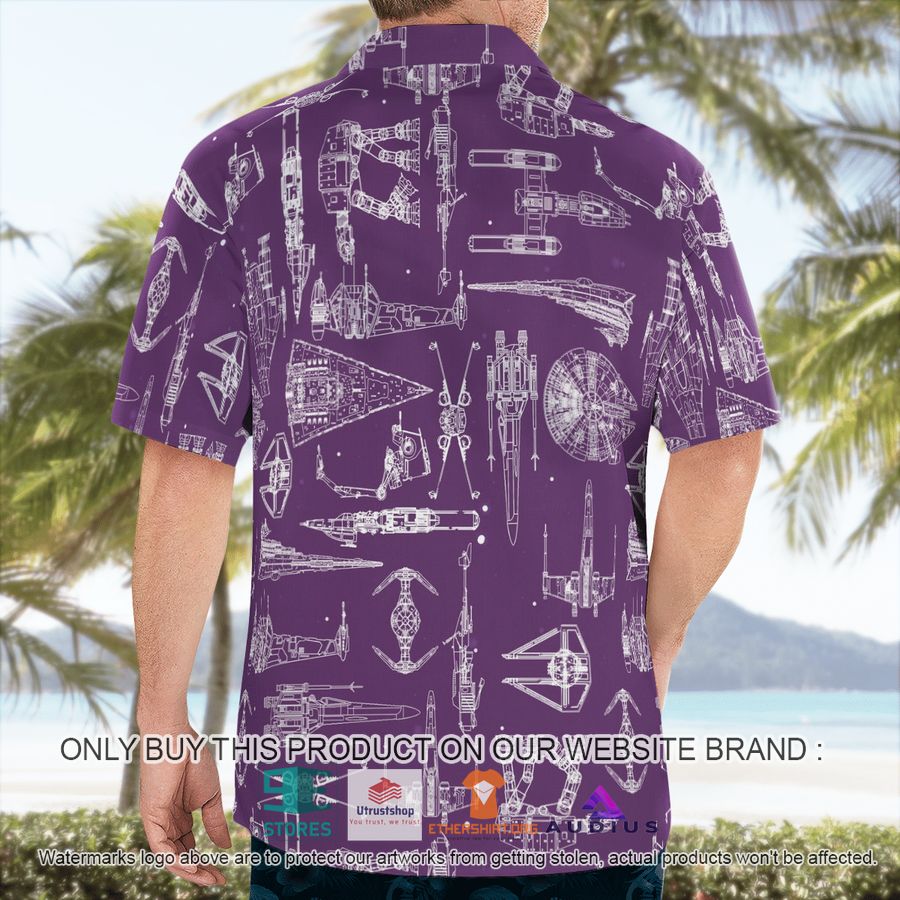 star wars ship pattern violet hawaii shirt shorts 3 75312