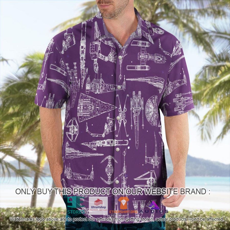 star wars ship pattern violet hawaii shirt shorts 4 17943