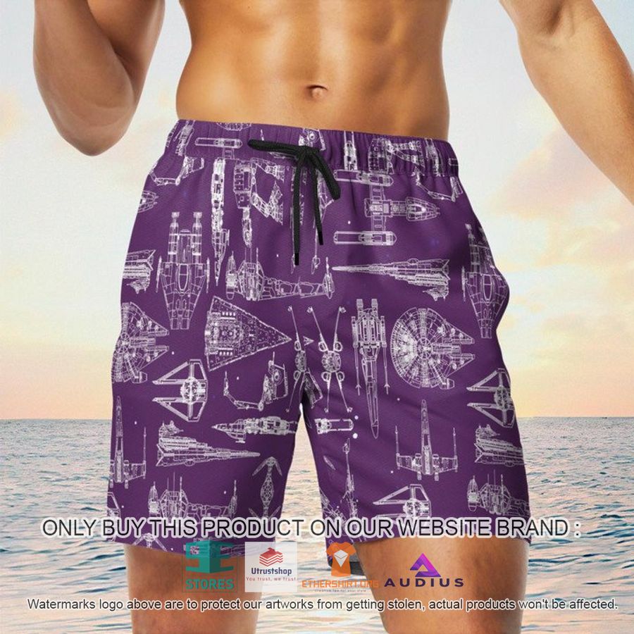 star wars ship pattern violet hawaii shirt shorts 5 34800