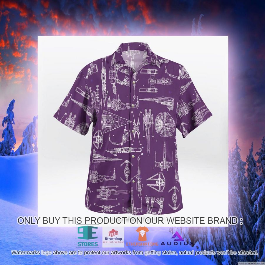 star wars ship pattern violet hawaii shirt shorts 7 87626
