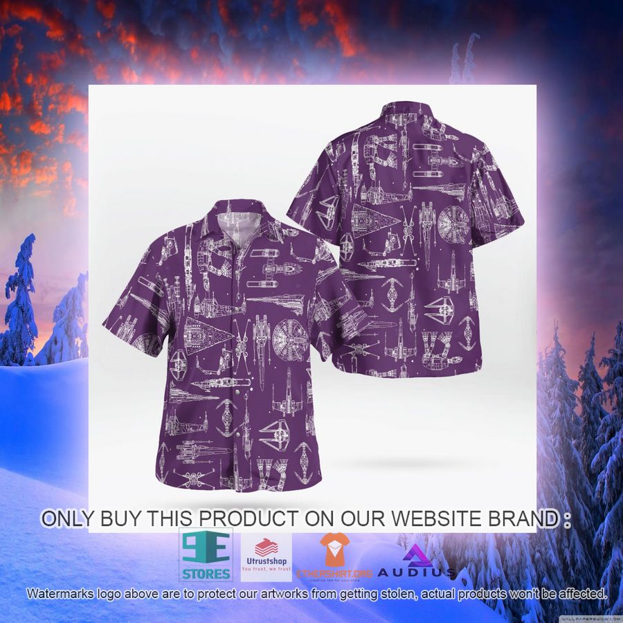 star wars ship pattern violet hawaii shirt shorts 8 86794