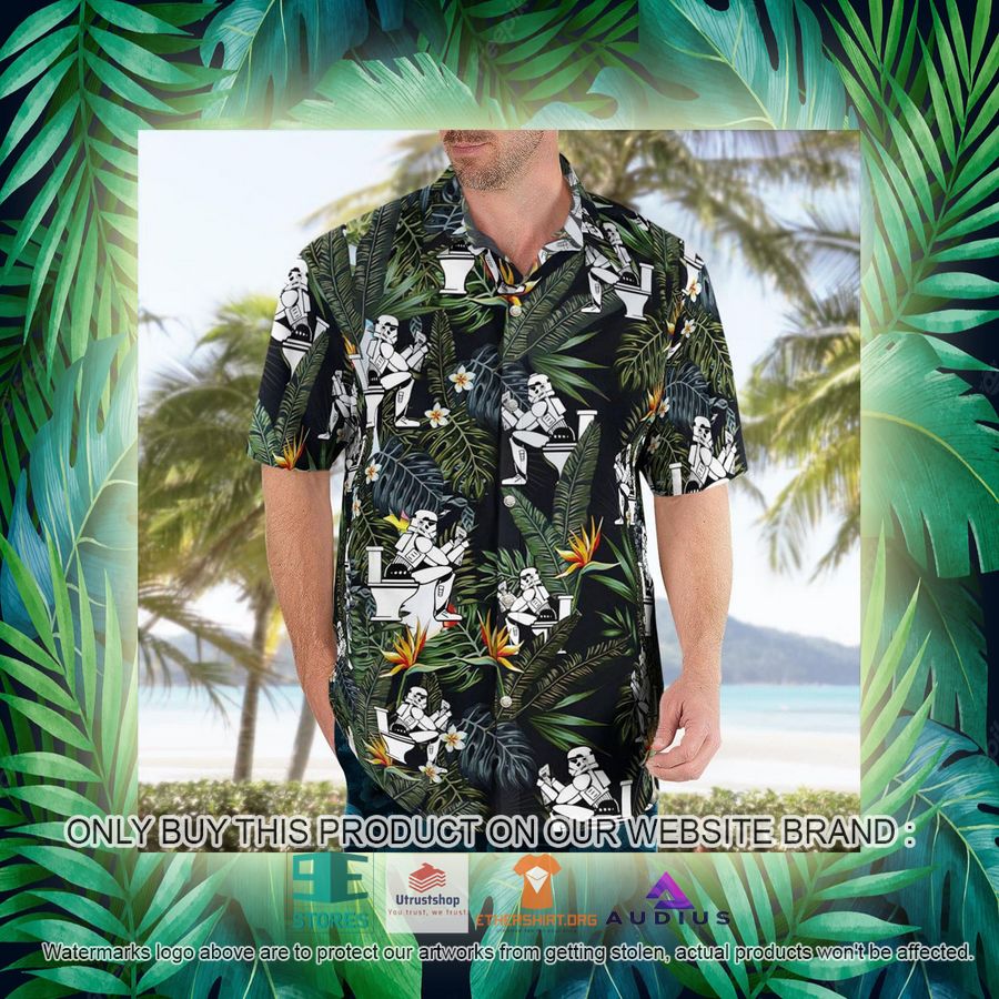 stormtrooper reading on the toilet tropical leaves hawaii shirt shorts 13 15812