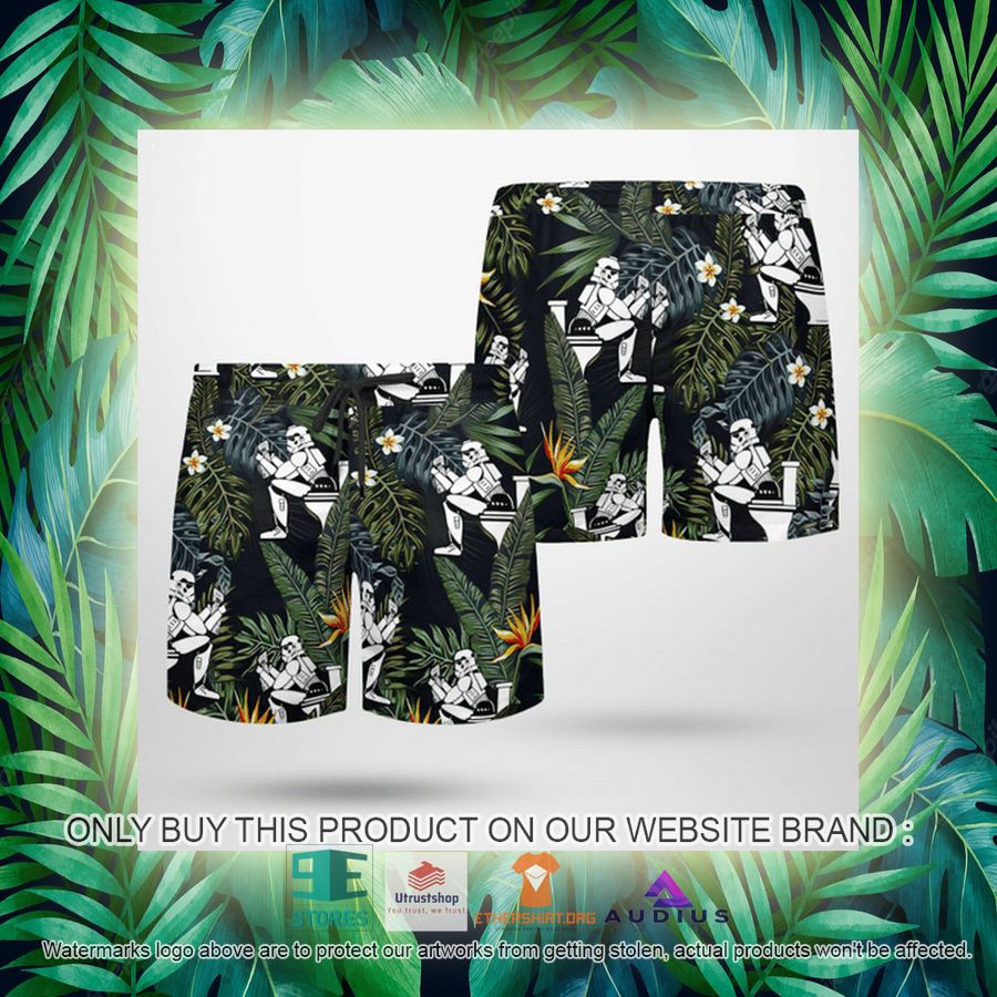 stormtrooper reading on the toilet tropical leaves hawaii shirt shorts 15 99297