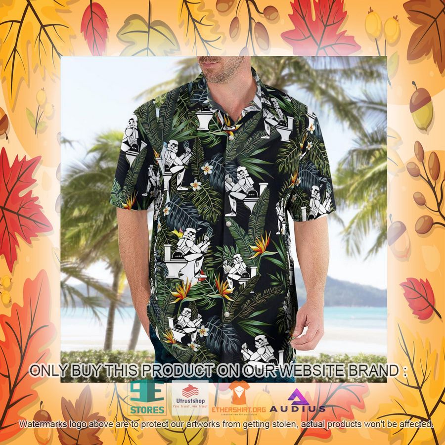 stormtrooper reading on the toilet tropical leaves hawaii shirt shorts 18 7519