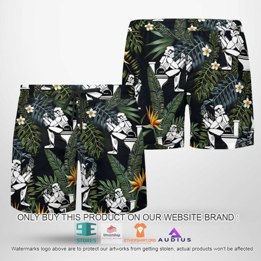 stormtrooper reading on the toilet tropical leaves hawaii shirt shorts 5 1595