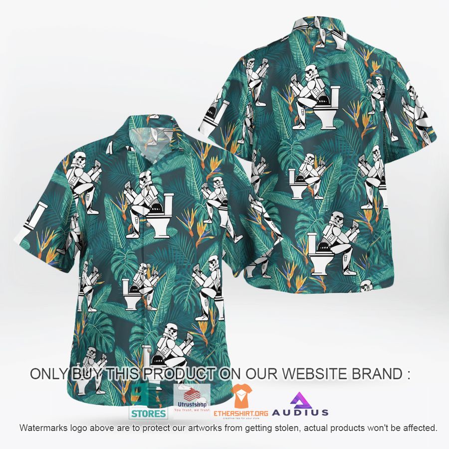 stormtrooper toilet tropical leaves hawaii shirt shorts 2 52972