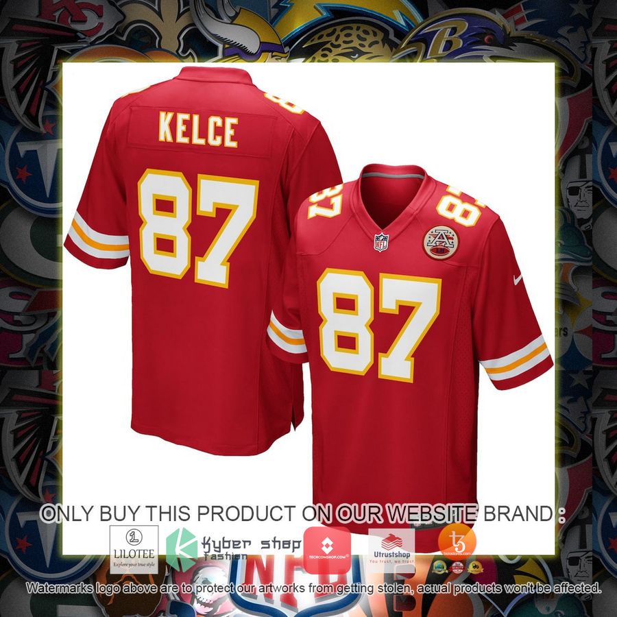 travis kelce kansas city chiefs youth nike team color game red football jersey 1 3502