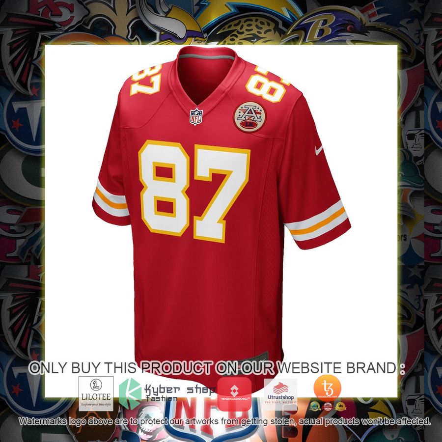 travis kelce kansas city chiefs youth nike team color game red football jersey 2 52275