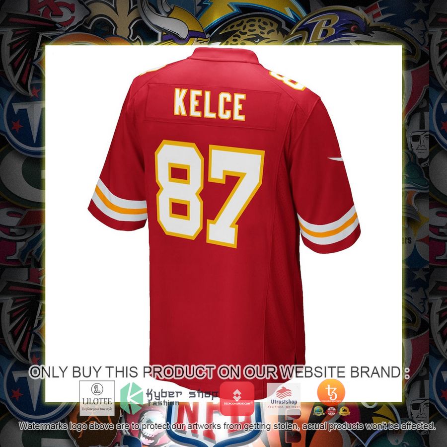 travis kelce kansas city chiefs youth nike team color game red football jersey 3 45654