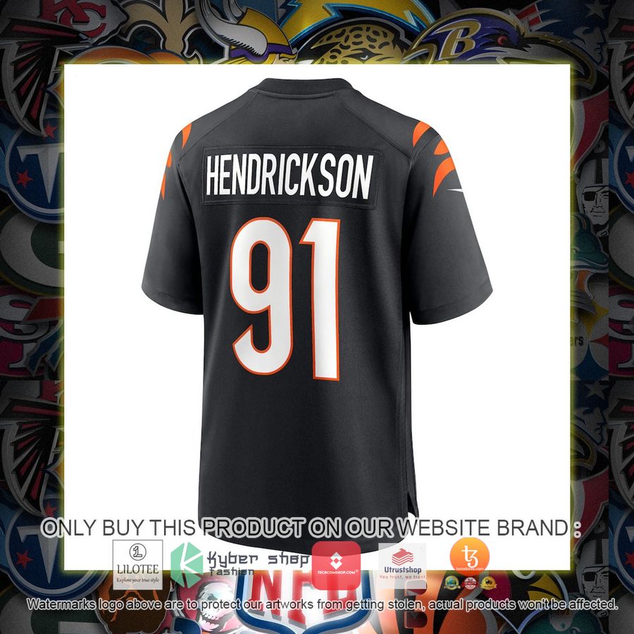 trey hendrickson cincinnati bengals nike team game black football jersey 3 35204