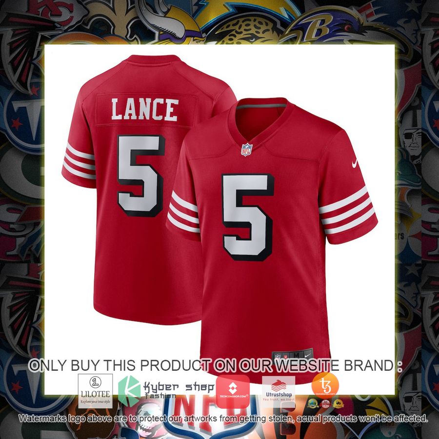 trey lance san francisco 49ers nike alternate game scarlet football jersey 1 79652