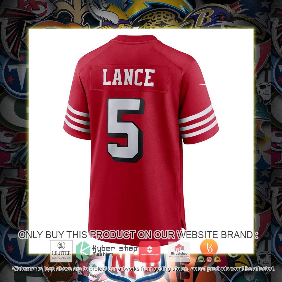 trey lance san francisco 49ers nike alternate game scarlet football jersey 3 87200