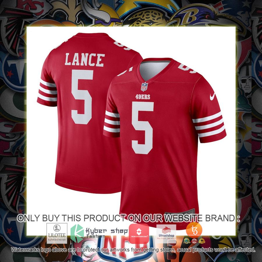 trey lance san francisco 49ers nike legend scarlet football jersey 1 35179