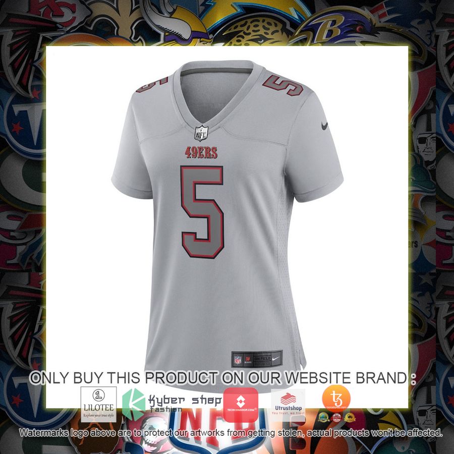 trey lance san francisco 49ers nike womens atmosphere fashion game gray football jersey 2 66294