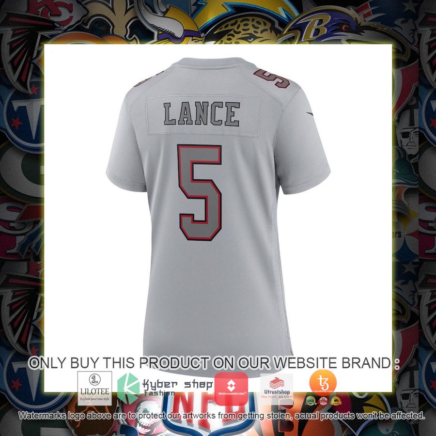 trey lance san francisco 49ers nike womens atmosphere fashion game gray football jersey 3 19248