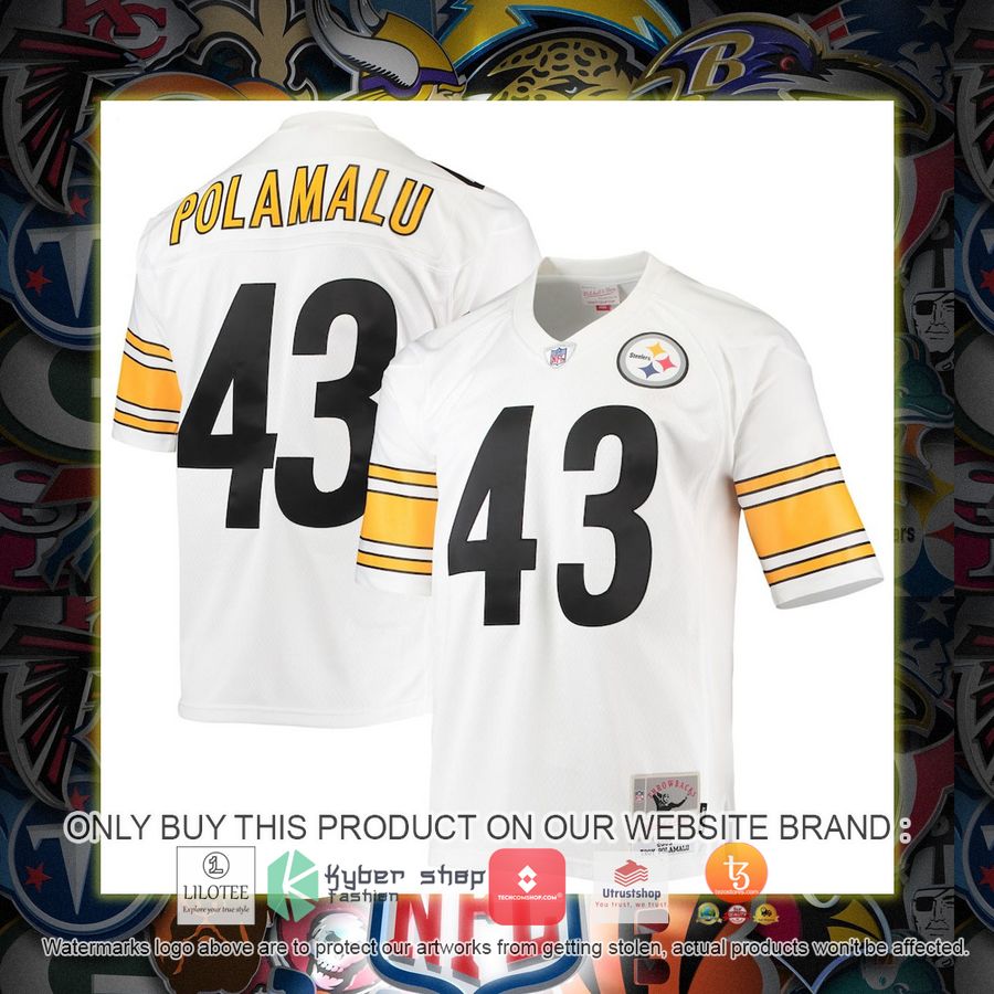 troy polamalu pittsburgh steelers mitchell and ness 2005 legacy replica white football jersey 1 48697
