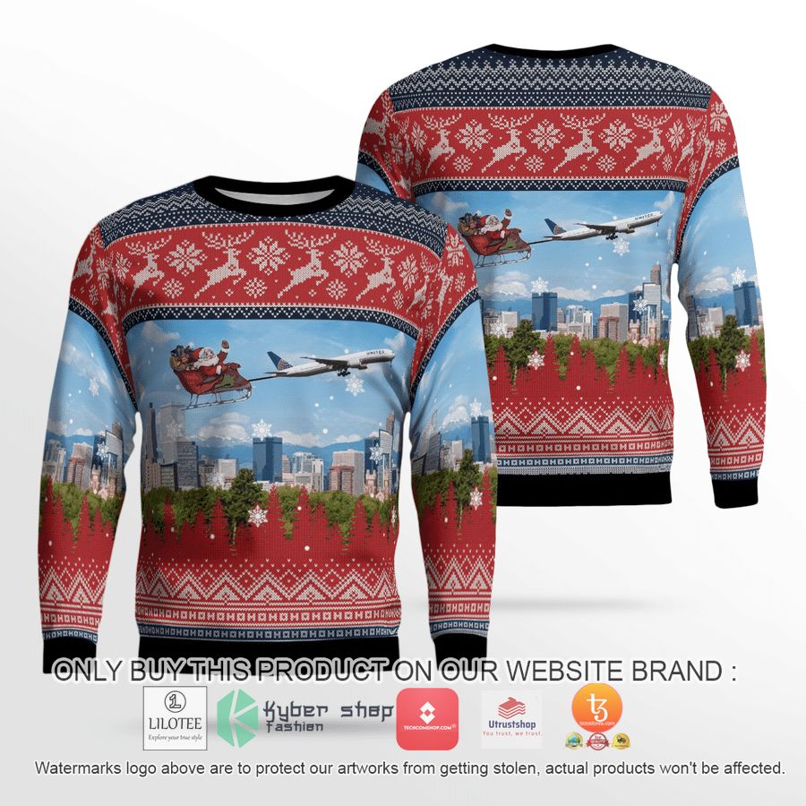 united airlines boeing 777 322er with santa over denver christmas sweater 1 60143