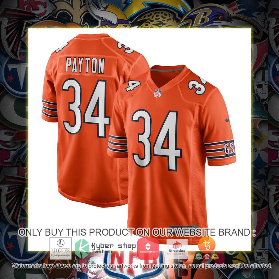 walter payton chicago bears nike retired player orange football jersey 1 74807