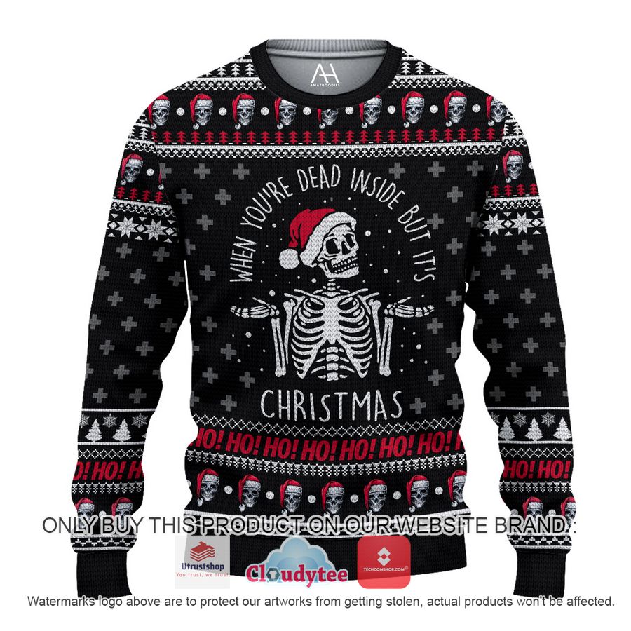 when you are dead inside but its the holiday season skull christmas all over printed shirt hoodie 1 76287