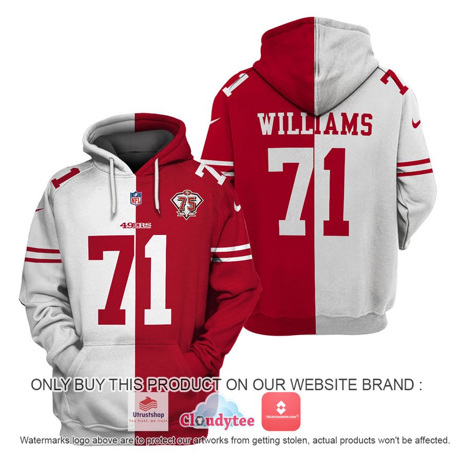 williams 71 san francisco 49ers red white nfl hoodie shirt 1 36165