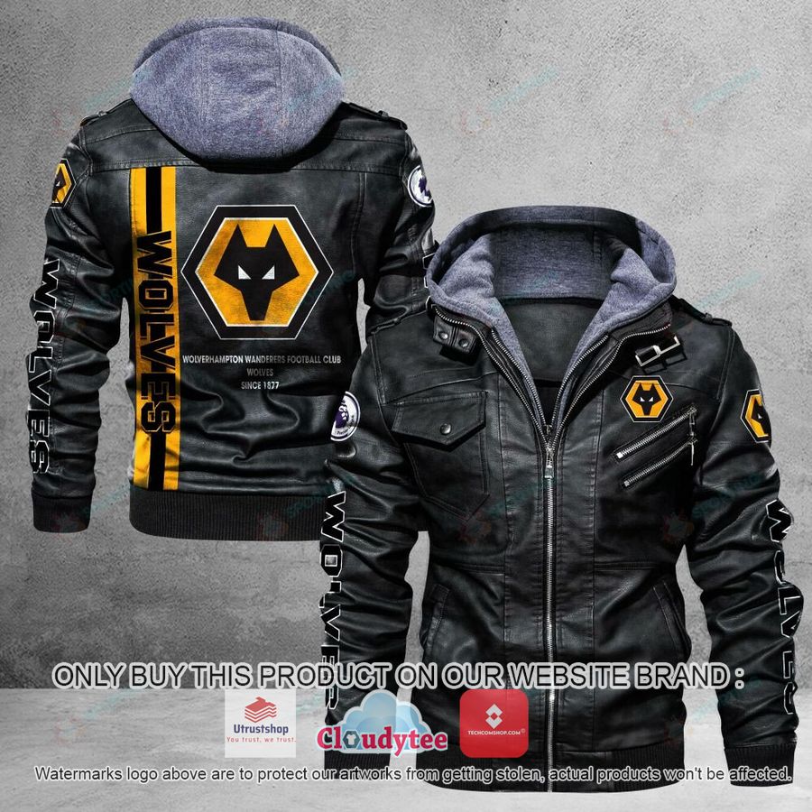 wolverhampton wanderers f c premieleague leather jacket 1 10687