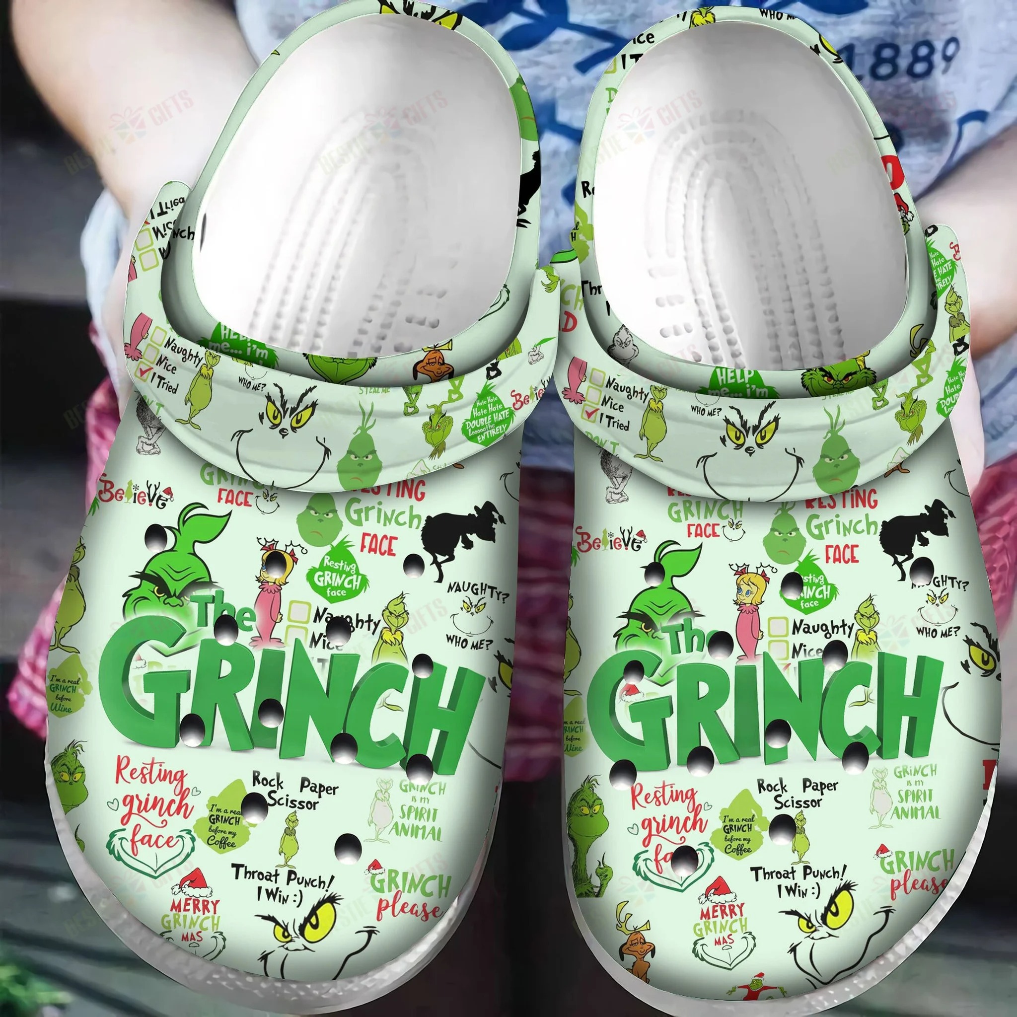 The Grinch Face Christmas Crocband Shoes
