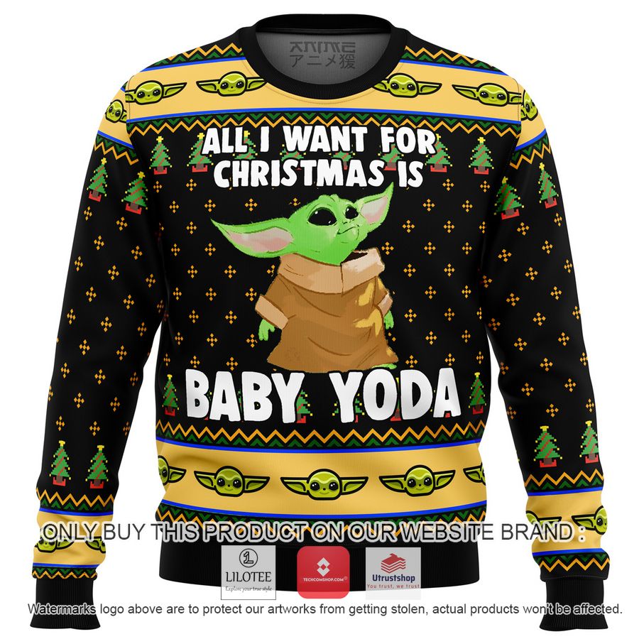 baby yoda all i want mandalorion star wars premium knitted wool sweater 1 55418