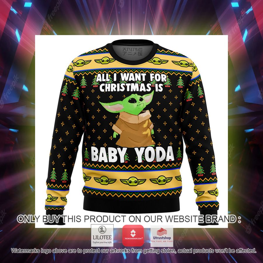 baby yoda all i want mandalorion star wars premium knitted wool sweater 2 83117